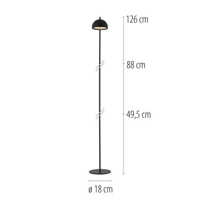 Schöner Wohnen 19245-18 - LED Stmívatelná dotyková nabíjecí venkovní stojací lampa BELLIS LED/2,5W/5V 2600 mAh IP54 černá