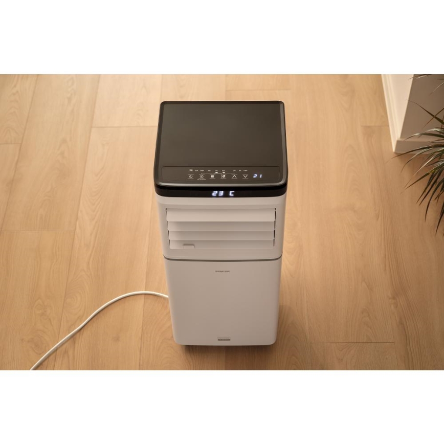 Sencor - Chytrá mobilní klimatizace 3v1 včetně kompletního příslušenství 1020W/230V 10000 BTU Wi-Fi bílá + dálkové ovládání