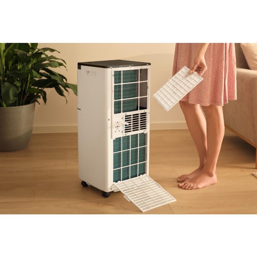 Sencor - Chytrá mobilní klimatizace 3v1 včetně kompletního příslušenství 1020W/230V 10000 BTU Wi-Fi bílá + dálkové ovládání