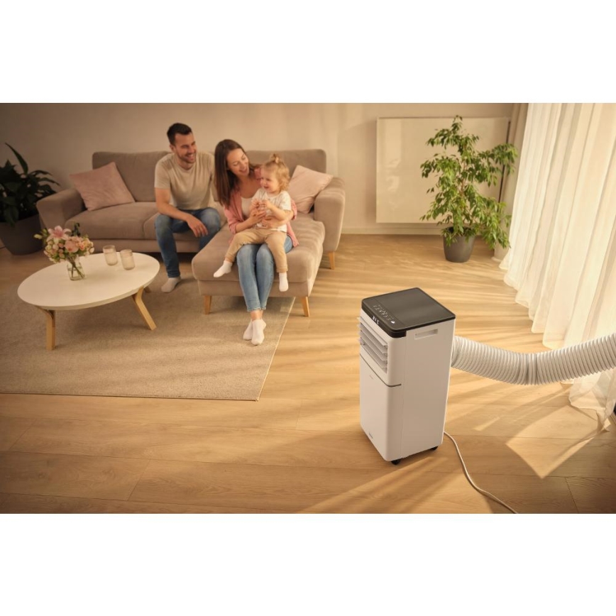 Sencor - Chytrá mobilní klimatizace 3v1 včetně kompletního příslušenství 1020W/230V 10000 BTU Wi-Fi bílá + dálkové ovládání