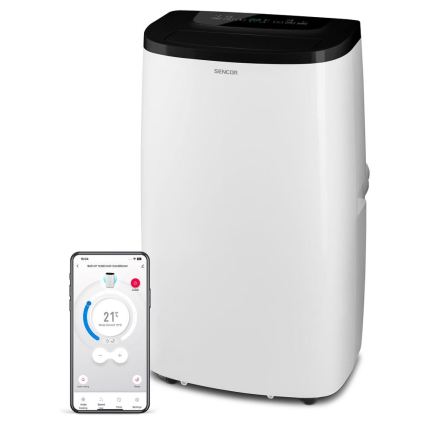 Sencor - Chytrá mobilní klimatizace 4v1 včetně kompletního příslušenství 1700W/230V 12000 BTU Wi-Fi bílá + dálkové ovládání