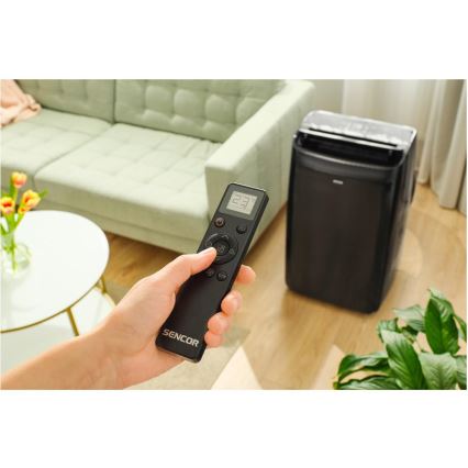 Sencor - Chytrá mobilní klimatizace včetně kompletního příslušenství 900W/230V 9000 BTU Wi-Fi černá + dálkové ovládání