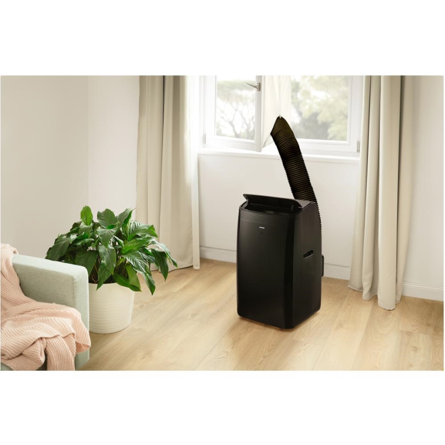 Sencor - Chytrá mobilní klimatizace včetně kompletního příslušenství 900W/230V 9000 BTU Wi-Fi černá + dálkové ovládání