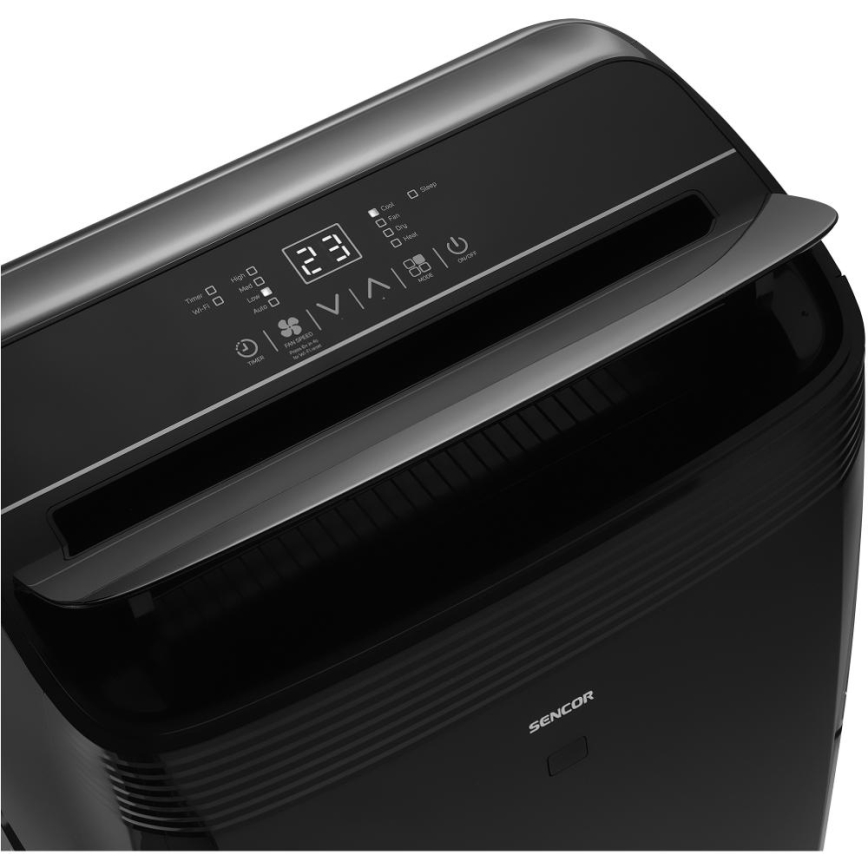 Sencor - Chytrá mobilní klimatizace včetně kompletního příslušenství 900W/230V 9000 BTU Wi-Fi černá + dálkové ovládání