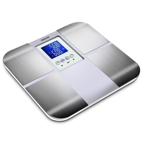 Sencor - Chytrá osobní fitness váha s LCD displejem 2xCR2032 nerez/bílá