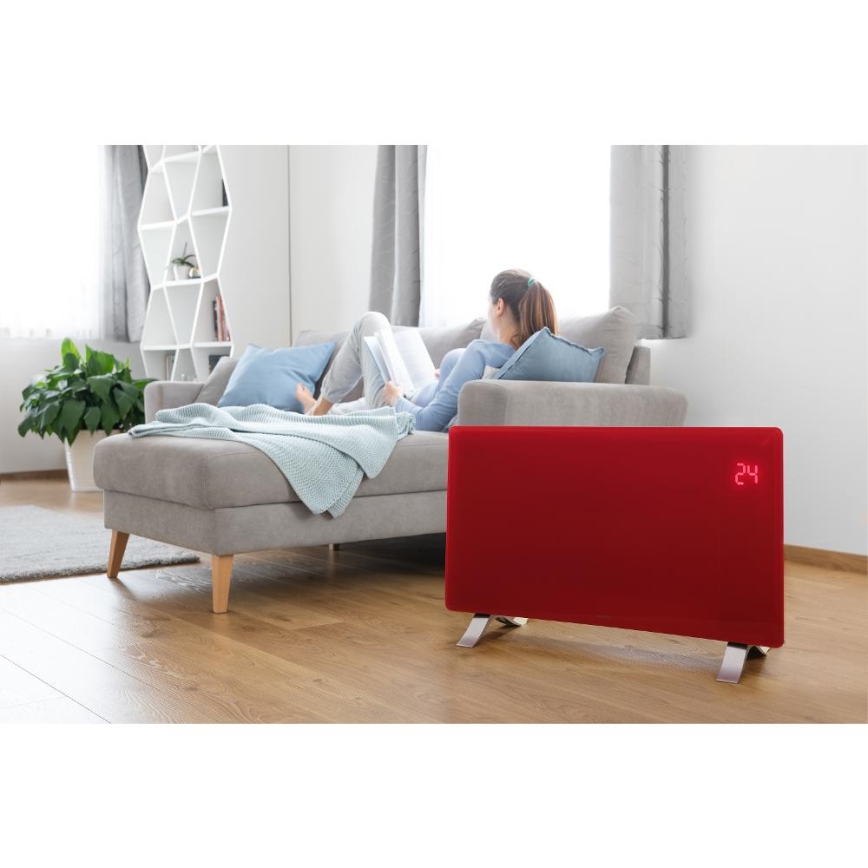 Sencor - Chytrý elektrický přímotop/konvektor 1200/2400W/230V IP24 Wi-Fi červená