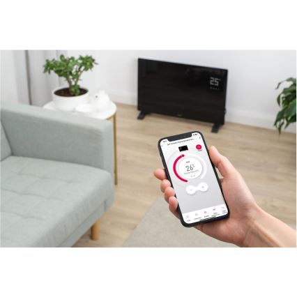 Sencor - Chytrý elektrický přímotop/konvektor 2000W/230V IP24 Wi-Fi černá + dálkové ovládání