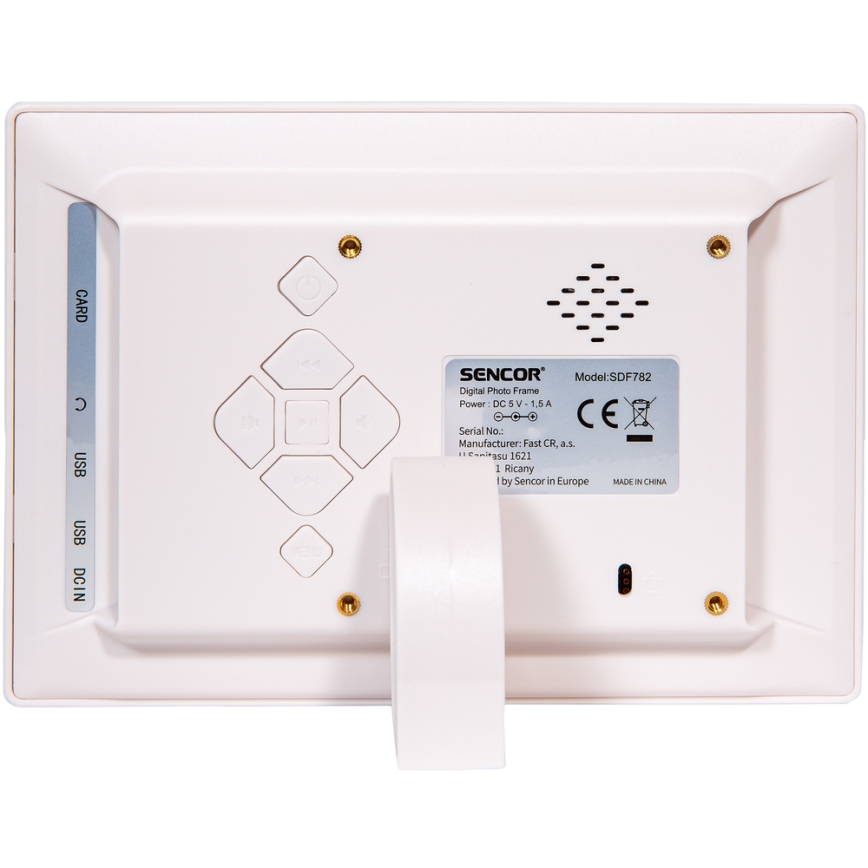 Sencor - Digitální fotorámeček 7 s reproduktorem 230V bílá + dálkové ovládání