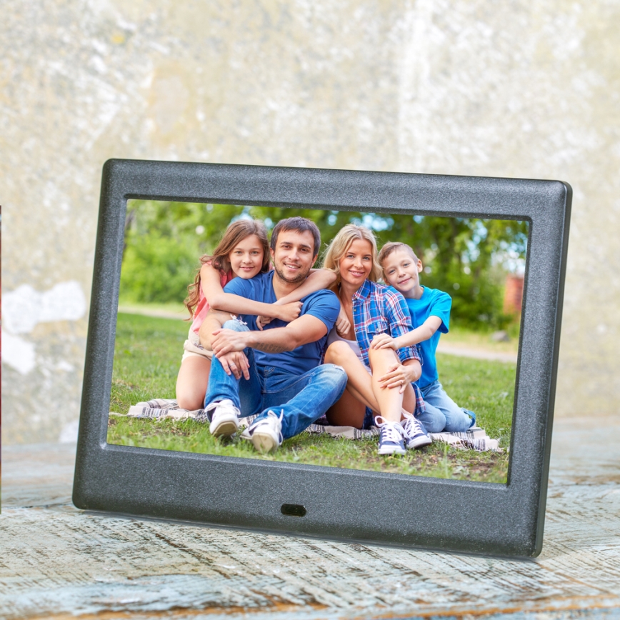 Sencor - Digitální fotorámeček s reproduktorem 230V černá + dálkové ovládání