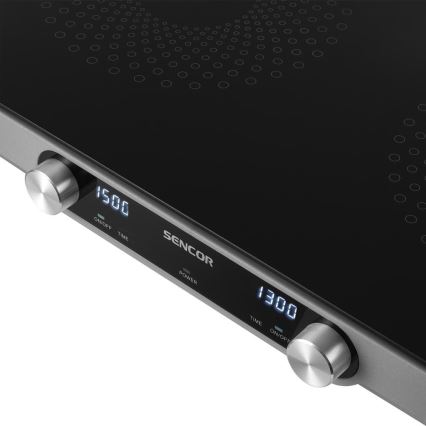 Sencor - Dvouplotýnkový sklokeramický vařič s LCD displejem 3500W/230V