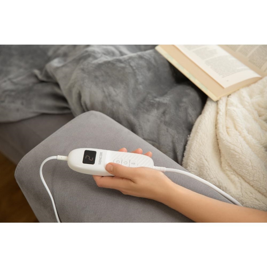 Sencor - Elektrická vyhřívací deka 160W/230V 180x130 cm šedá