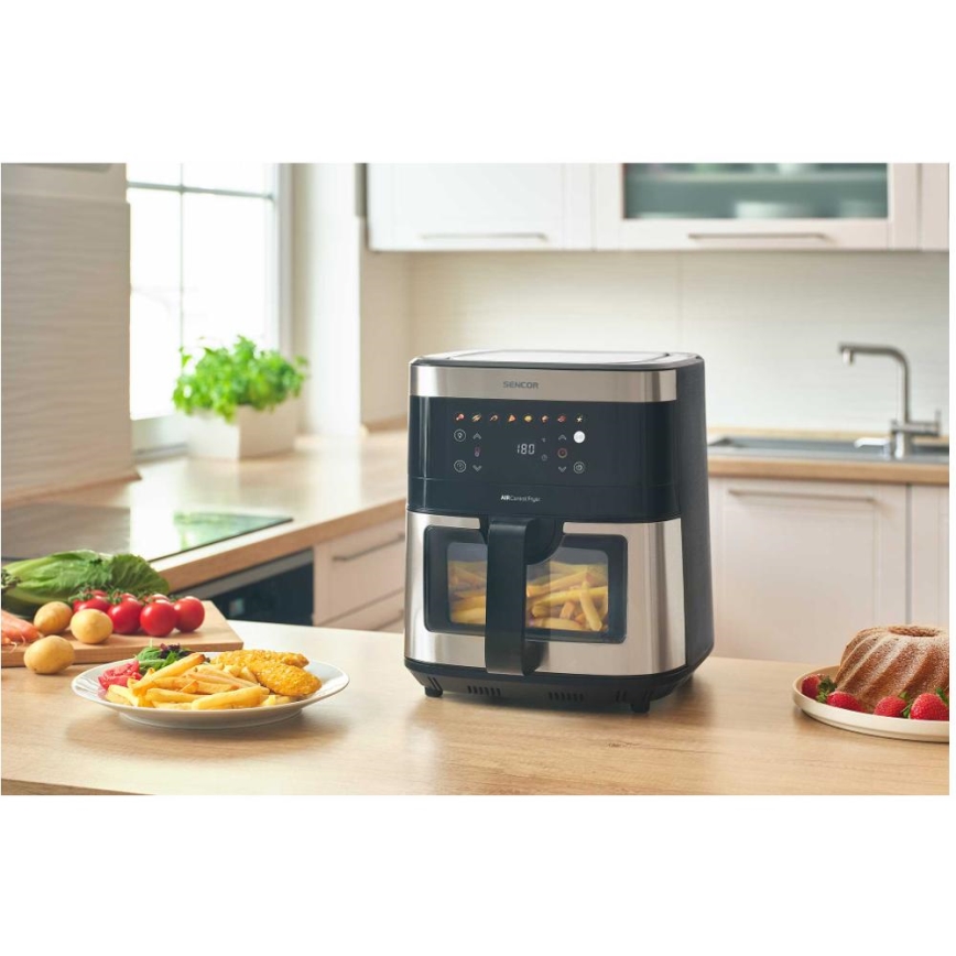 Sencor - Horkovzdušná fritéza 9 l 1700W/230V černá/matný chrom
