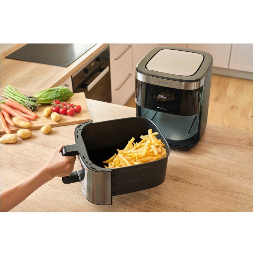 Sencor - Horkovzdušná fritéza 9 l 1700W/230V černá/matný chrom