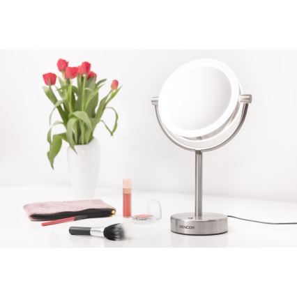 Sencor - Kosmetické zrcátko s LED podsvícením LED/5W/230V nerez