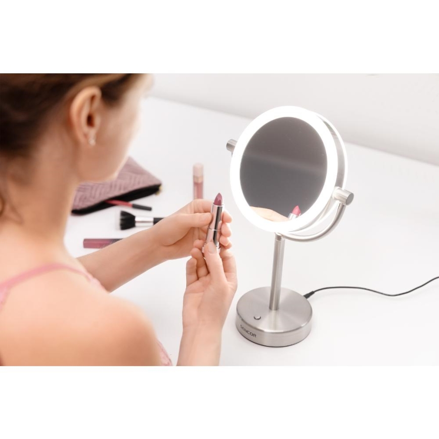 Sencor - Kosmetické zrcátko s LED podsvícením LED/5W/230V nerez