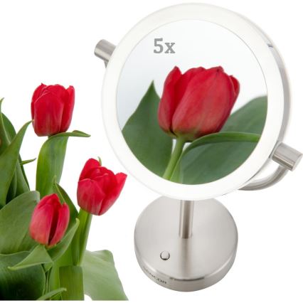 Sencor - Kosmetické zrcátko s LED podsvícením LED/5W/230V nerez