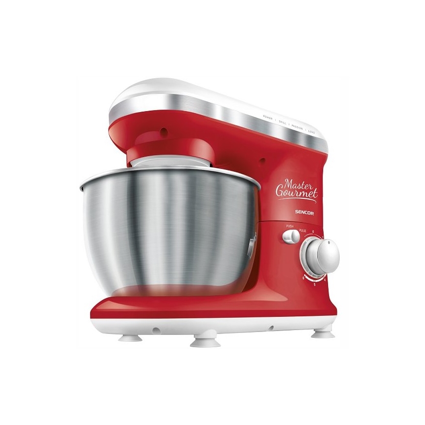 Sencor - Kuchyňský robot s nerezovou mísou 600W/230V červená