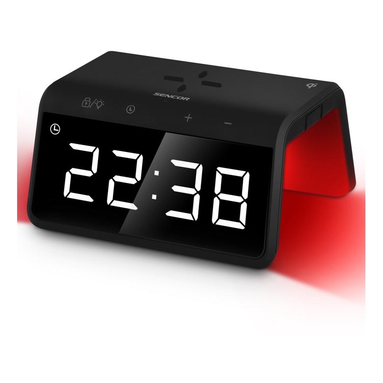 Sencor - LED RGB Budík s bezdrátovým nabíjením 10W/1xCR2032