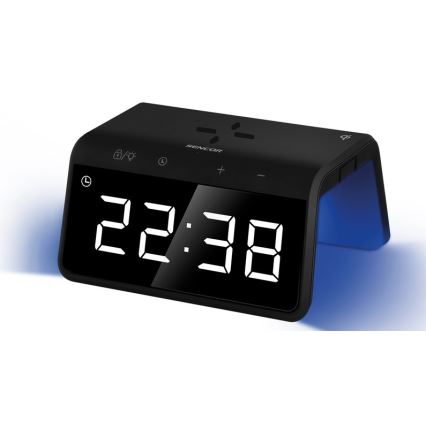 Sencor - LED RGB Budík s bezdrátovým nabíjením 10W/1xCR2032