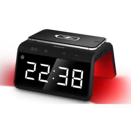Sencor - LED RGB Budík s bezdrátovým nabíjením 10W/1xCR2032