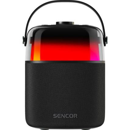 Sencor - LED RGB Reproduktor s bezdrátovými mikrofony 35W 8000 mAh + 2x 1800 mAh IPX5 černá