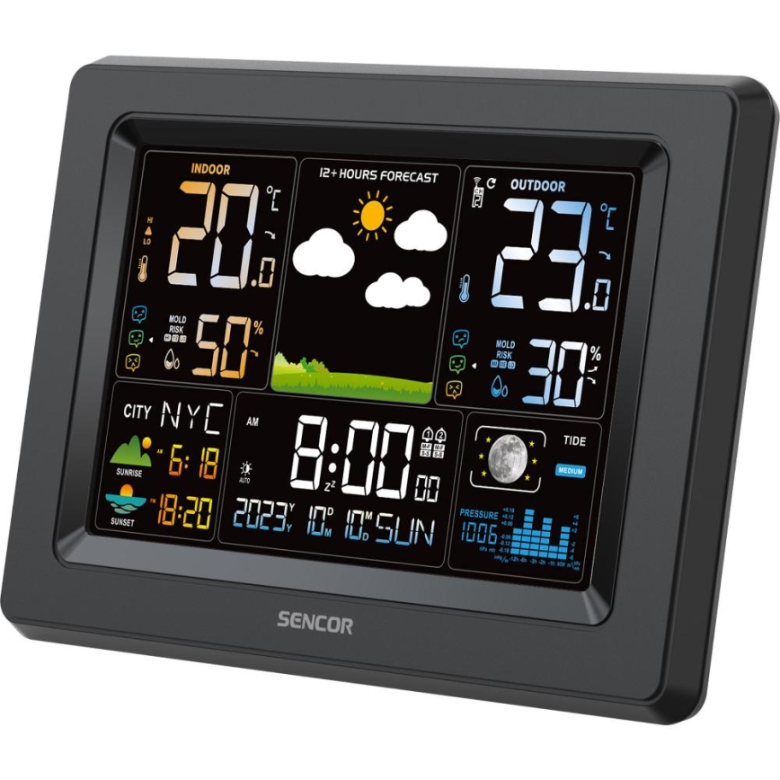 Sencor - Meteostanice s barevným LCD displejem 3xAA + 2xAA černá