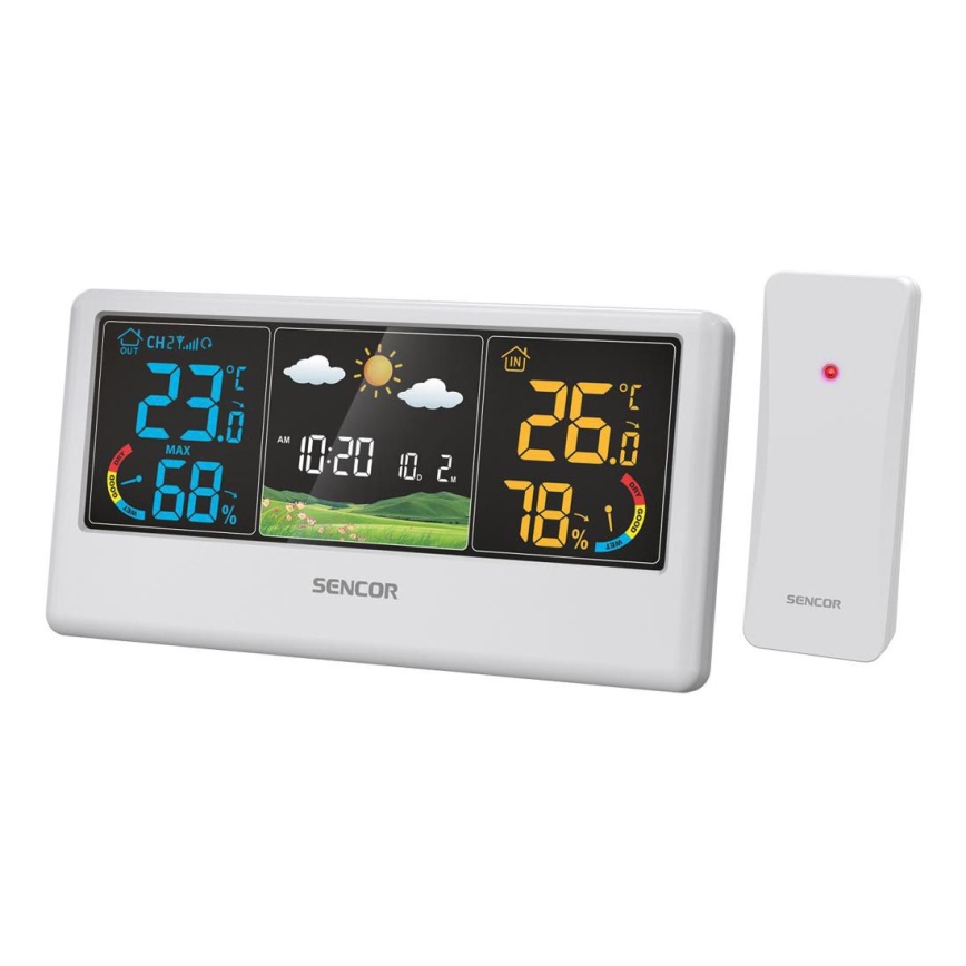 Sencor - Meteostanice s barevným LCD displejem 3xAAA + 2xAA bílá