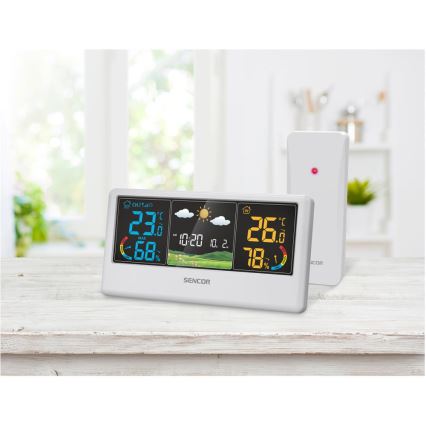 Sencor - Meteostanice s barevným LCD displejem 3xAAA + 2xAA bílá