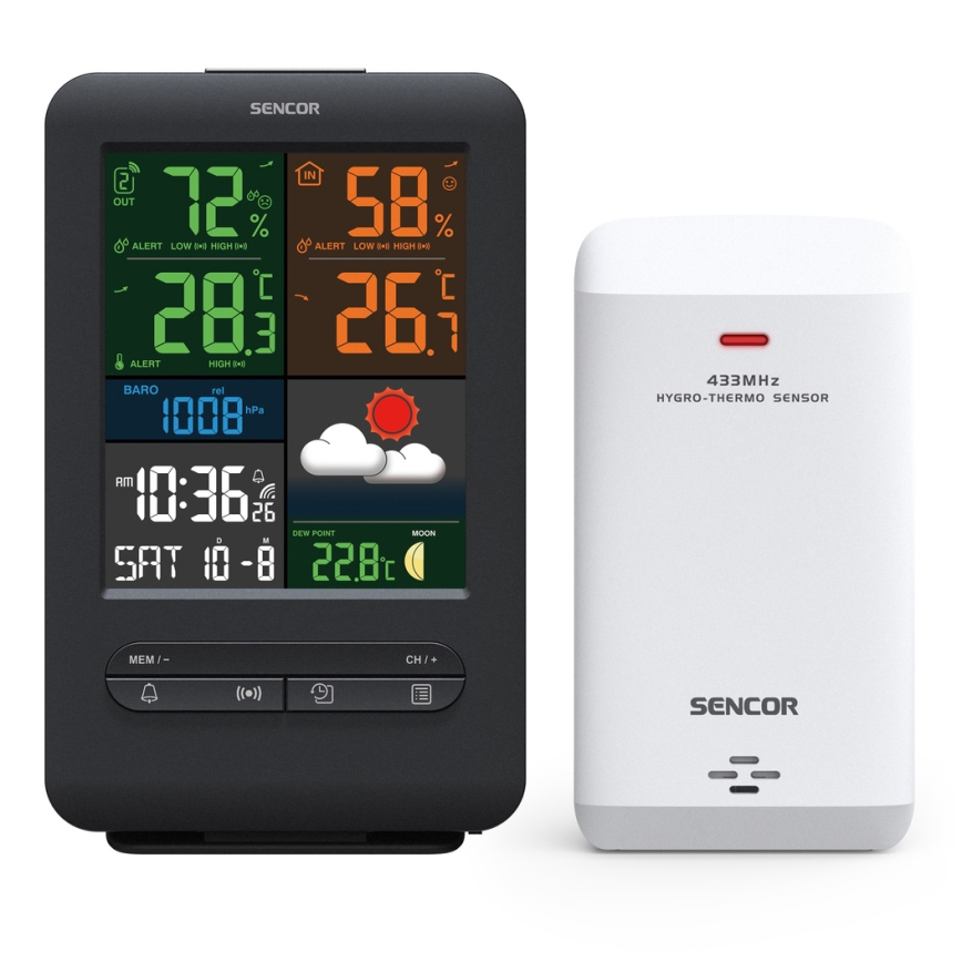 Sencor - Meteostanice s barevným LCD displejem 5V/1xCR2032