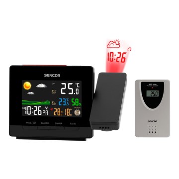 Sencor - Meteostanice s barevným LCD displejem, budíkem a projektorem 2xAA + 2xAAA