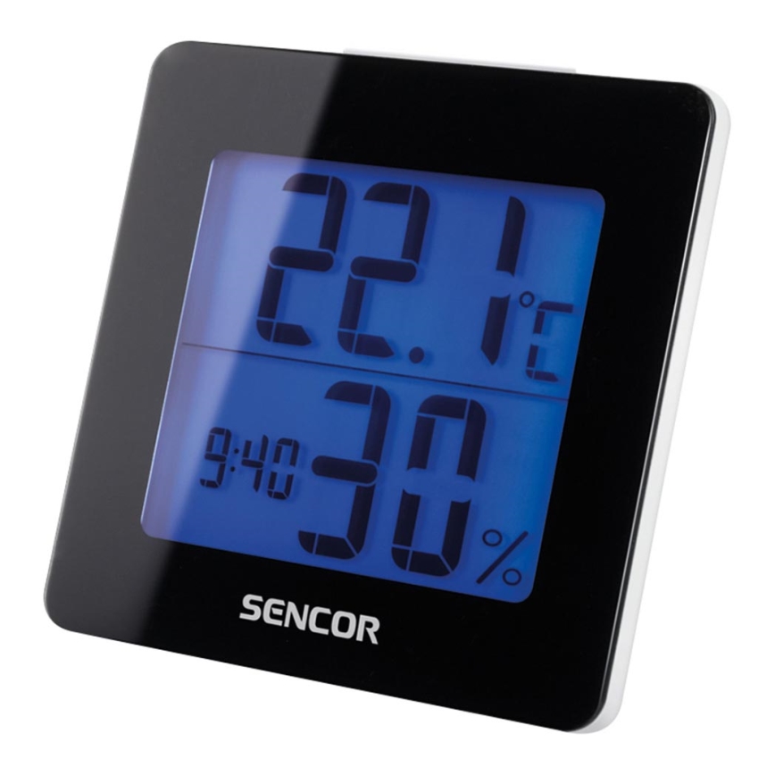 Sencor - Meteostanice s LCD displejem a budíkem 1xAA černá