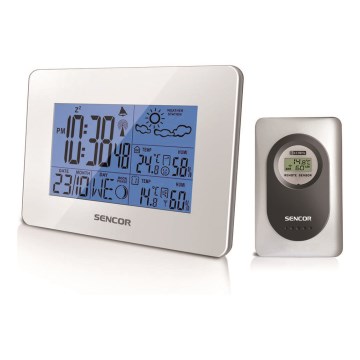 Sencor - Meteostanice s LCD displejem a budíkem 3xAA + 2xAAA bílá