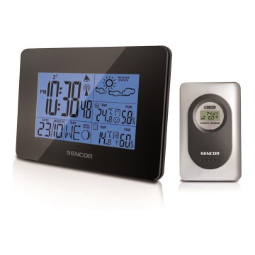 Sencor - Meteostanice s LCD displejem a budíkem 3xAA + 2xAAA černá