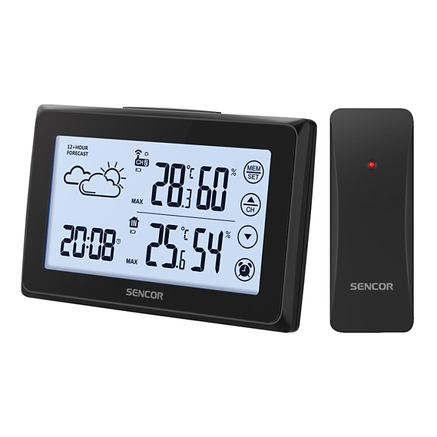 Sencor - Meteostanice s LCD displejem a budíkem 3xAAA