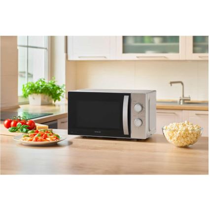 Sencor - Mikrovlnná trouba s funkcí grilu 700W/1000W/230V 20 l matný chrom