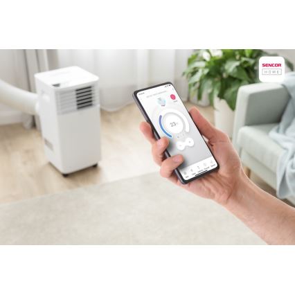 Sencor - Mobilní klimatizace s LCD displejem 3v1 930W/230V 7000 BTU Wi-Fi bílá + dálkové ovládání