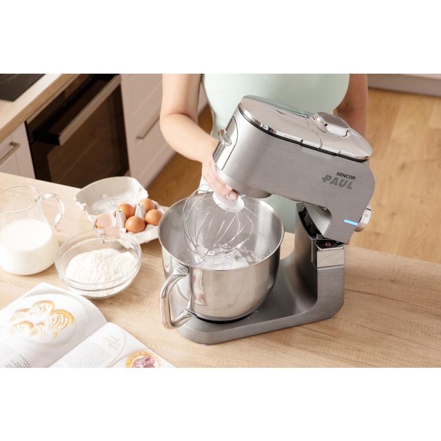 Sencor - Multifinkční kuchyňský robot s nerezovou mísou 1500W/230V matný chrom