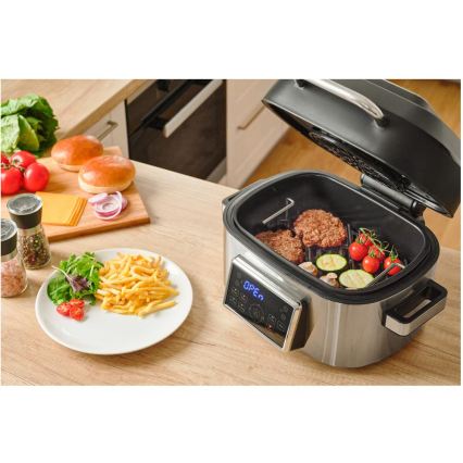 Sencor - Multifunkční horkovzdušná fritéza a gril 1660W/230V 6 l matný chrom/černá
