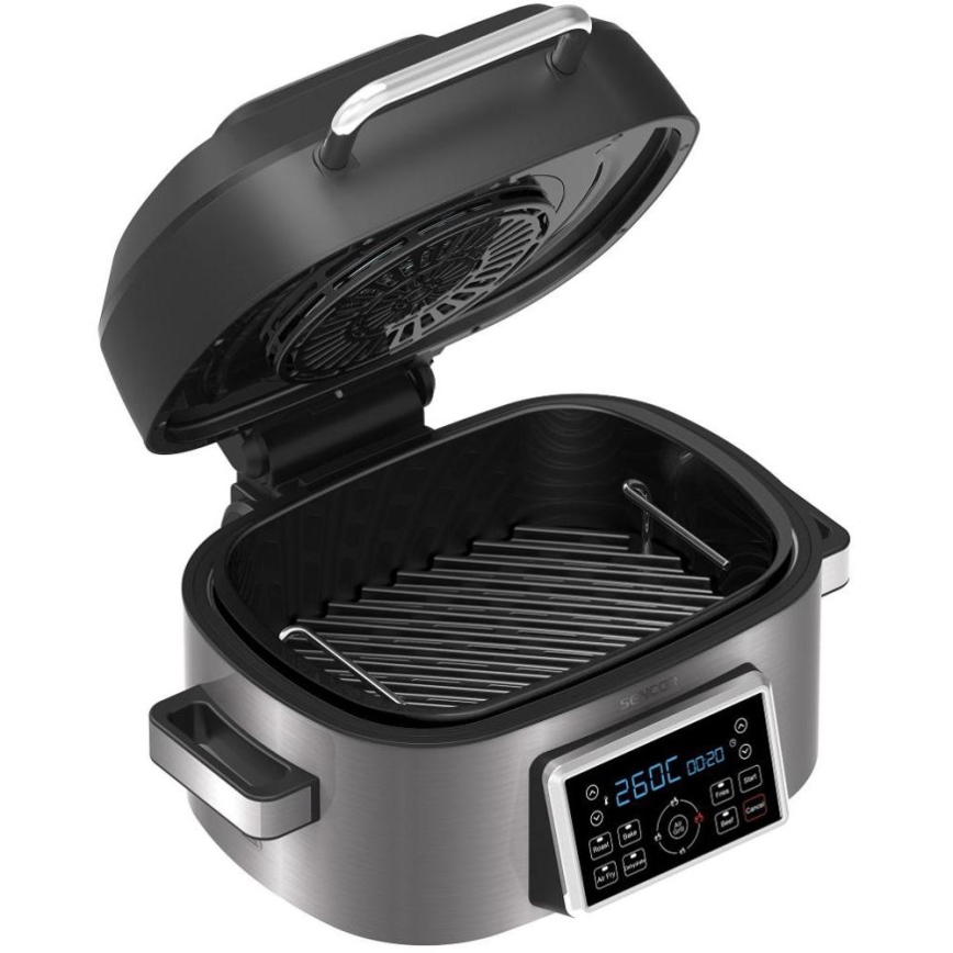 Sencor - Multifunkční horkovzdušná fritéza a gril 1660W/230V 6 l matný chrom/černá