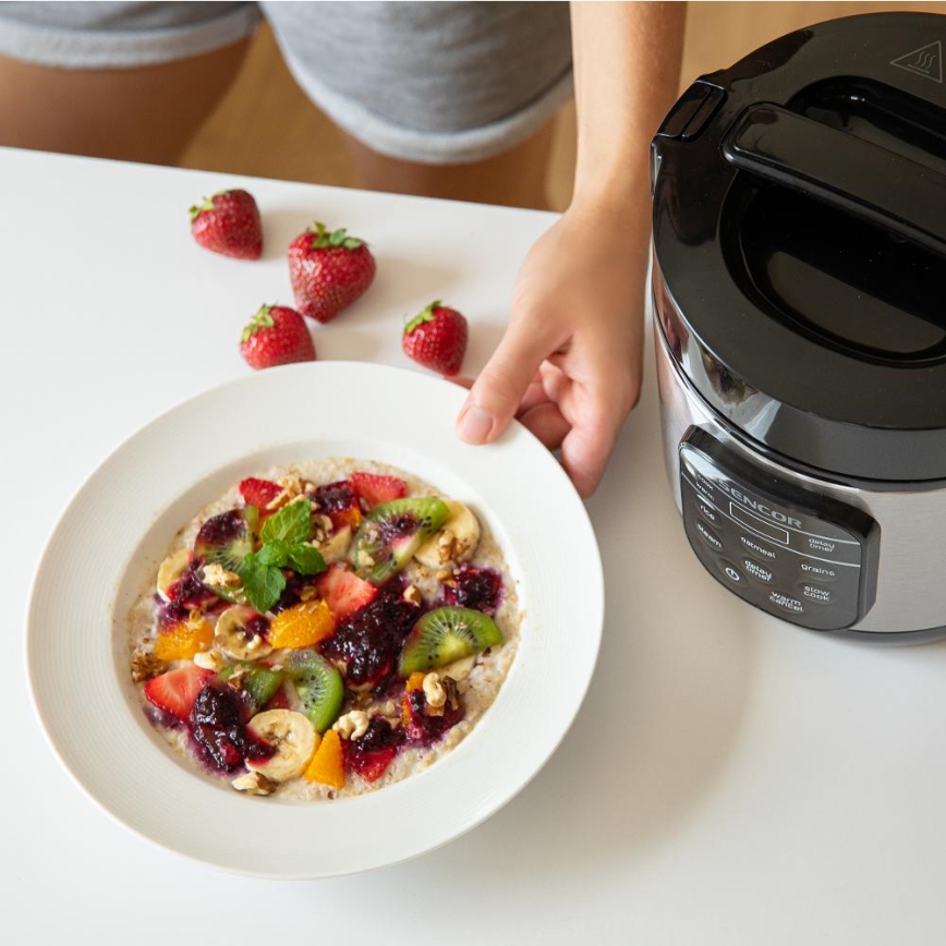 Sencor - Multifunkční rýžovar 350W/230V 0,6 l nerez/černá