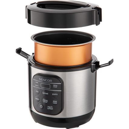 Sencor - Multifunkční rýžovar 350W/230V 0,6 l nerez/černá