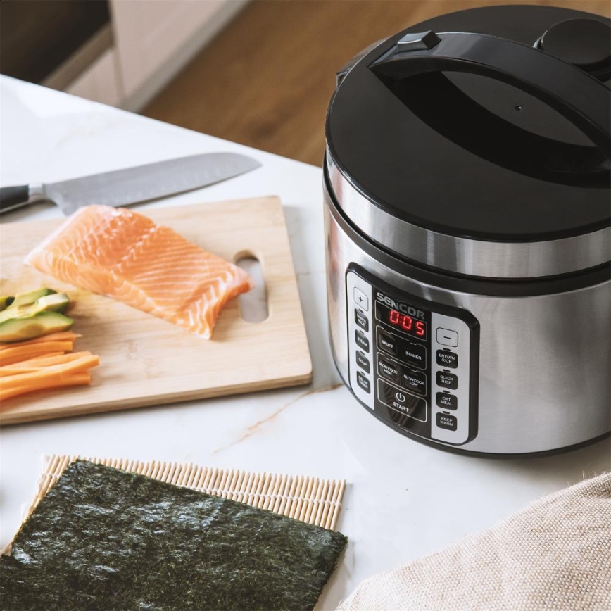 Sencor - Multifunkční rýžovar 700W/230V 1,5 l nerez/černá