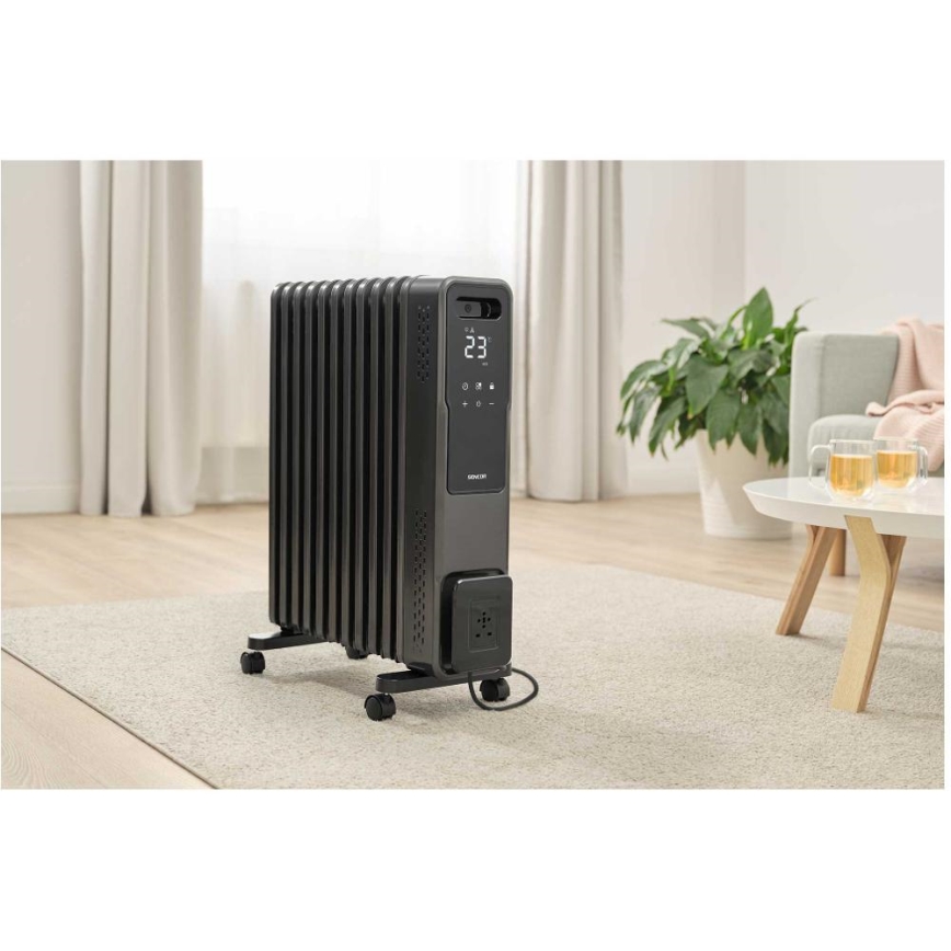 Sencor - Olejový ohřívač s 11 žebry 1000/1200/2400W/230V Wi-Fi černá