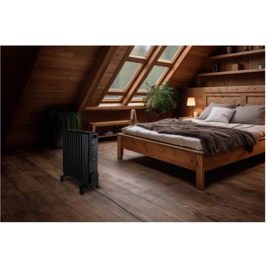 Sencor - Olejový ohřívač s 11 žebry 1000/1200/2400W/230V Wi-Fi černá