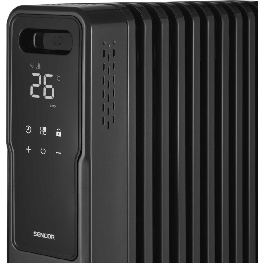 Sencor - Olejový ohřívač s 11 žebry 1000/1200/2400W/230V Wi-Fi černá
