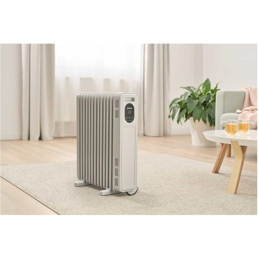Sencor - Olejový ohřívač s 13 žebry 1000/2500W/230V bílá + dálkové ovládání