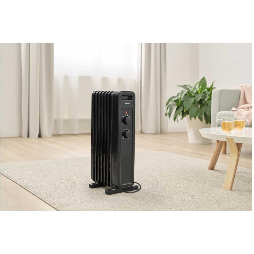 Sencor - Olejový ohřívač s 7 žebry 600/900/1500W/230V černá