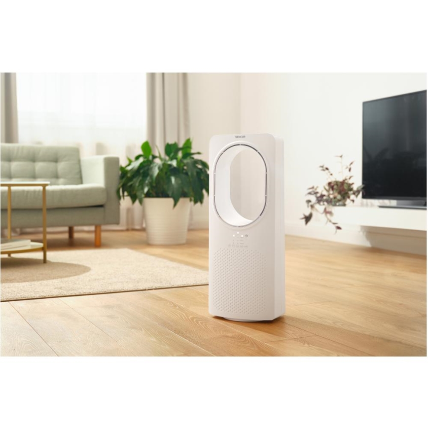 Sencor - Podlahový bezvrtulový ventilátor 50W/230V bílá + dálkové ovládání