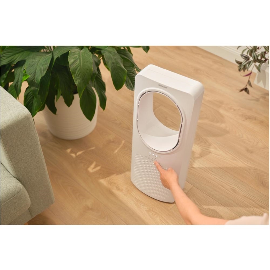 Sencor - Podlahový bezvrtulový ventilátor 50W/230V bílá + dálkové ovládání