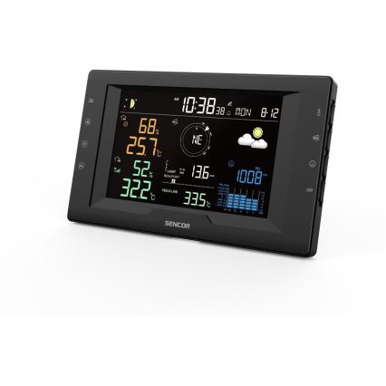 Sencor - Profesionální meteostanice s barevným LCD displejem a budíkem 5V/1xCR2032 + 3xAA